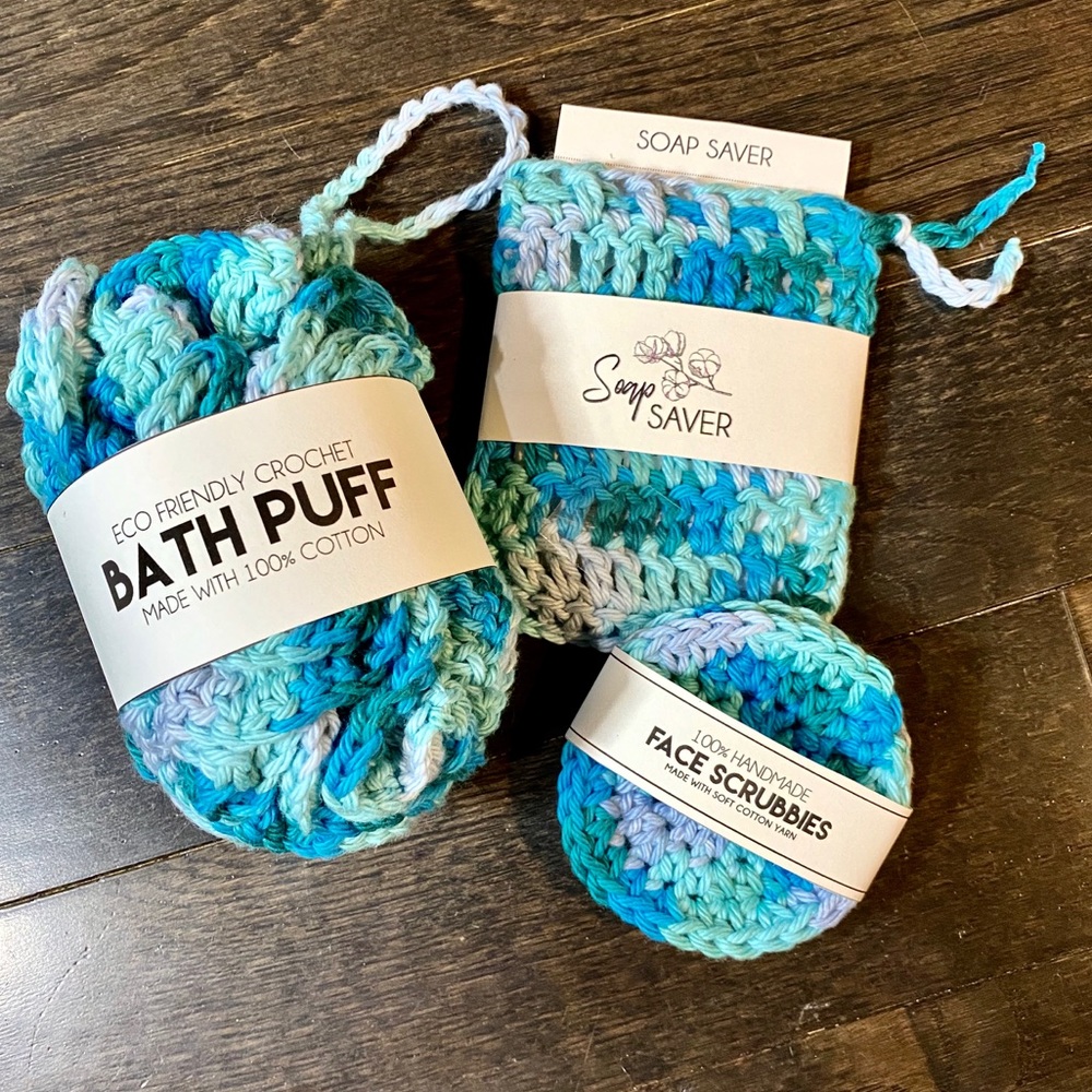 Handmade crotchet bath and spa set of 3 items - Picture 1 of 1